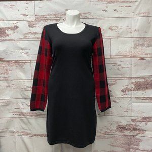 Long plaid sleeve sweater dress NWT